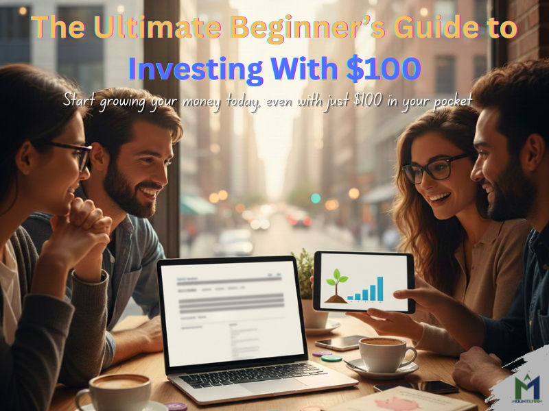 Beginner investing with $100 illustration showing small money growing into larger investments.